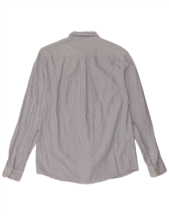 Camisa masculina Reiss grande algodão listrado azul