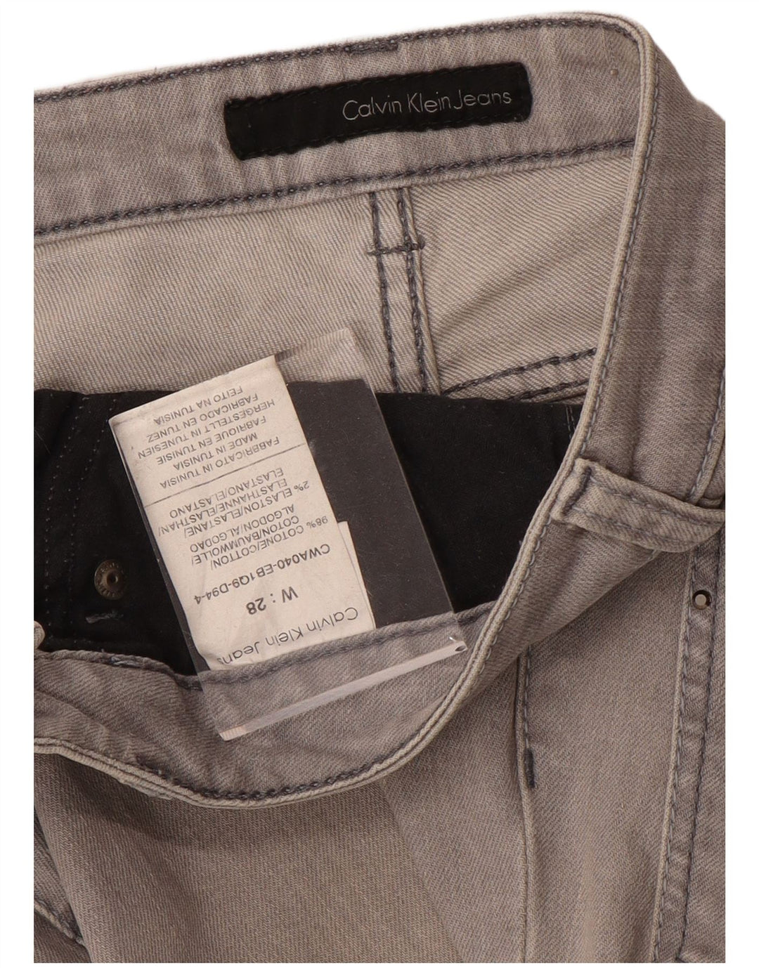Calça jeans reta feminina CALVIN KLEIN W28 L33 algodão cinza