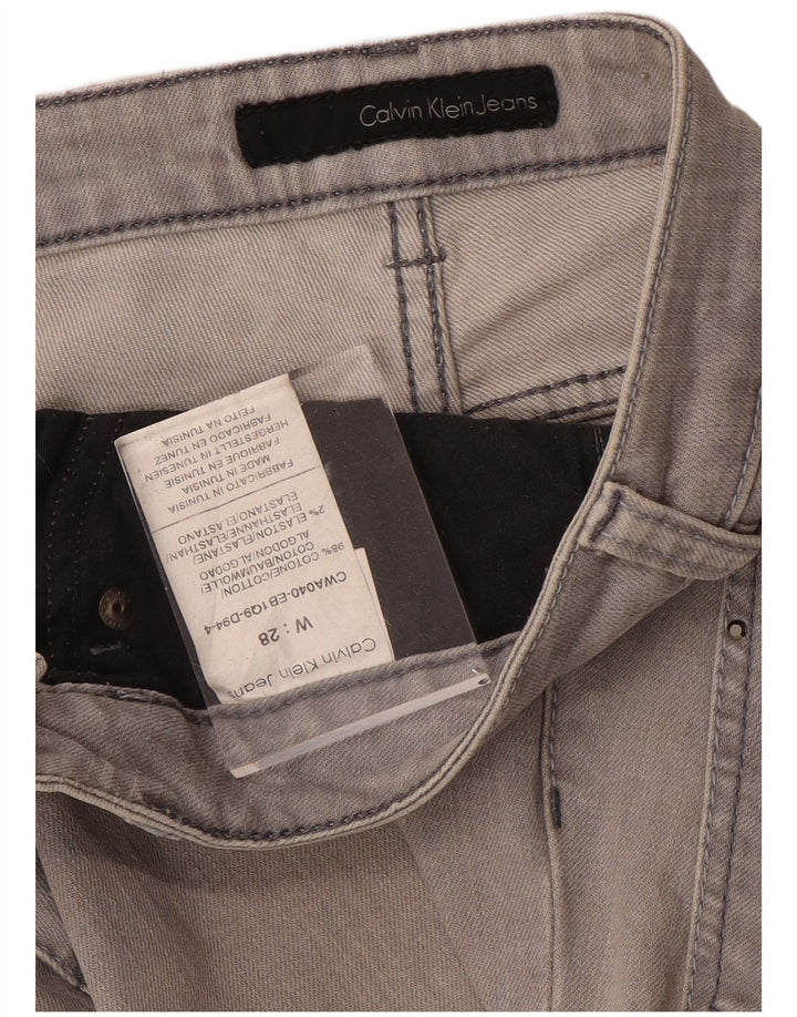 Calça jeans reta feminina CALVIN KLEIN W28 L33 algodão cinza