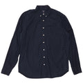 Camisa alta masculina J. CREW XL algodão manchado azul marinho