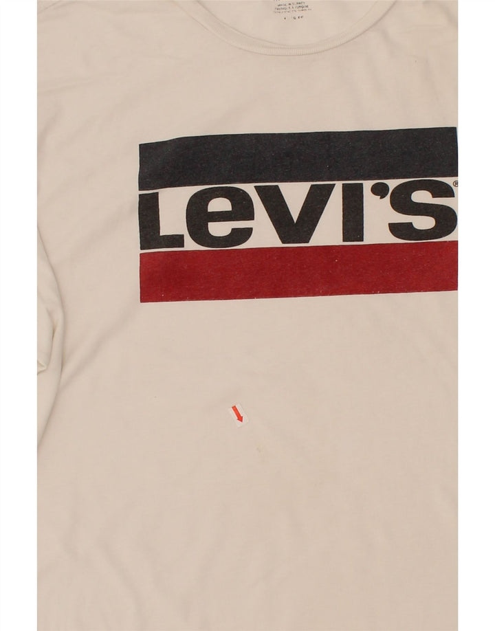LEVI'S Mens Graphic T-Shirt Top Large White Cotton Vintage Levi's and Second-Hand Levi's from Messina Hembry 