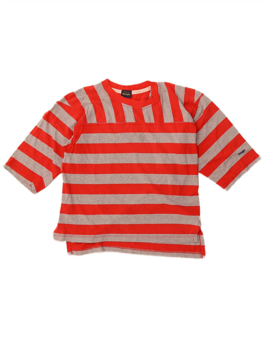 Wrangler Top feminino oversized manga 3/4 Reino Unido 10 listrado vermelho pequeno