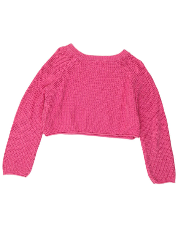 Zara Suéter feminino cropped grande com gola canoa 11-12 anos algodão rosa