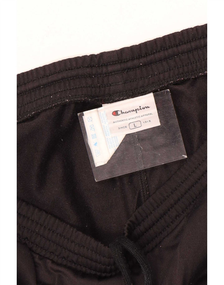 Calça esportiva masculina Champion com estampa gráfica grande em poliéster colorido preto
