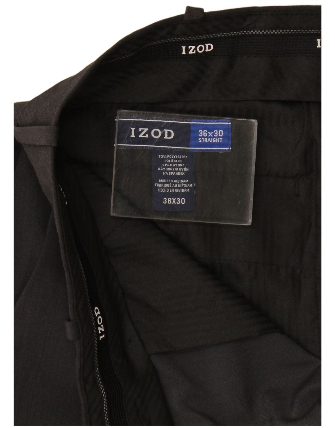 Calça masculina Izod Crop Straight Suit W36 L25 poliéster cinza