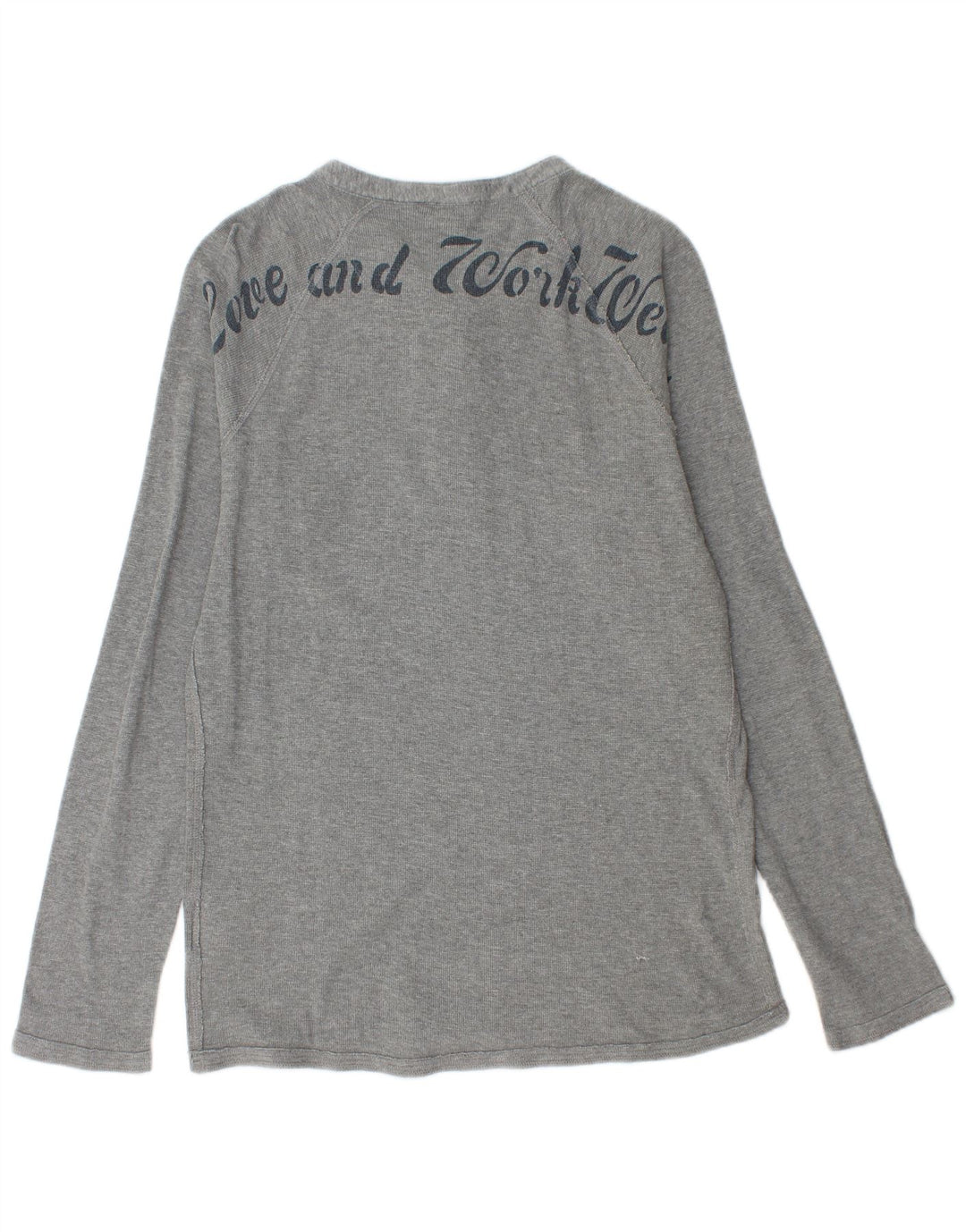 Diesel Mens Graphic Top Manga Longa Grande Algodão Cinza