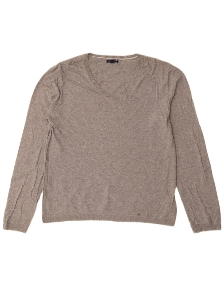 Suéter masculino Gap com decote em V grande algodão cinza