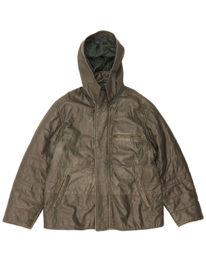 Jaqueta masculina de couro com capuz Morris IT 52 XL couro verde