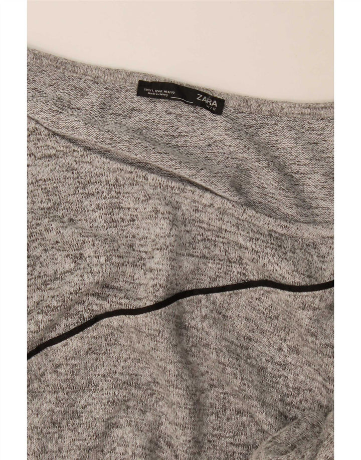 Zara Top feminino oversized manga 3/4 Reino Unido 16 grande cinza manchado