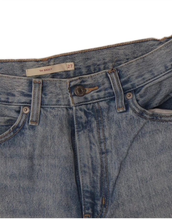 Shorts jeans baggy feminino LEVI'S W27 pequeno algodão azul