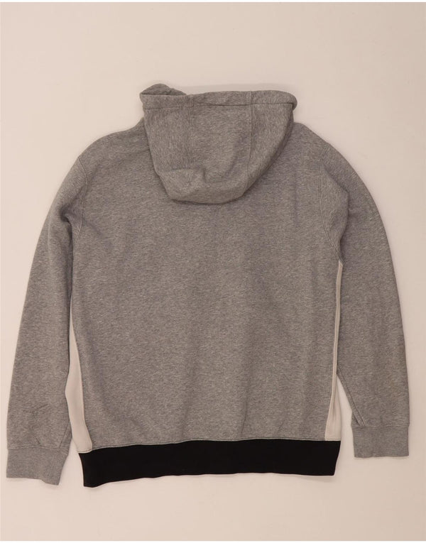 Suéter Nike masculino com capuz e zíper grande cinza colorblock algodão