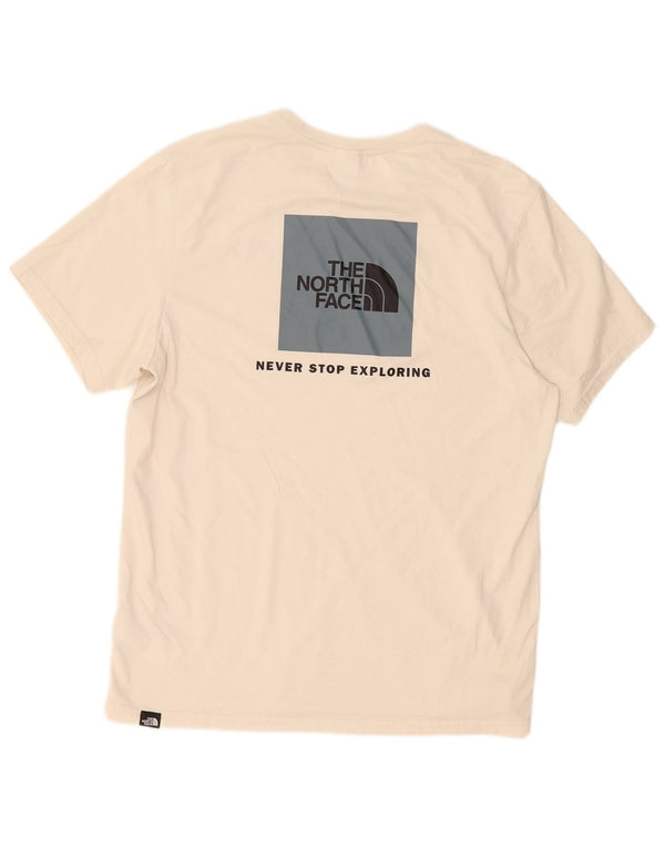 Camiseta masculina The North Face Slim Fit com estampa gráfica grande de algodão bege