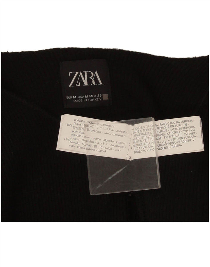 Zara Bolero Jumper feminino manga 3/4 Reino Unido 14 poliéster preto médio