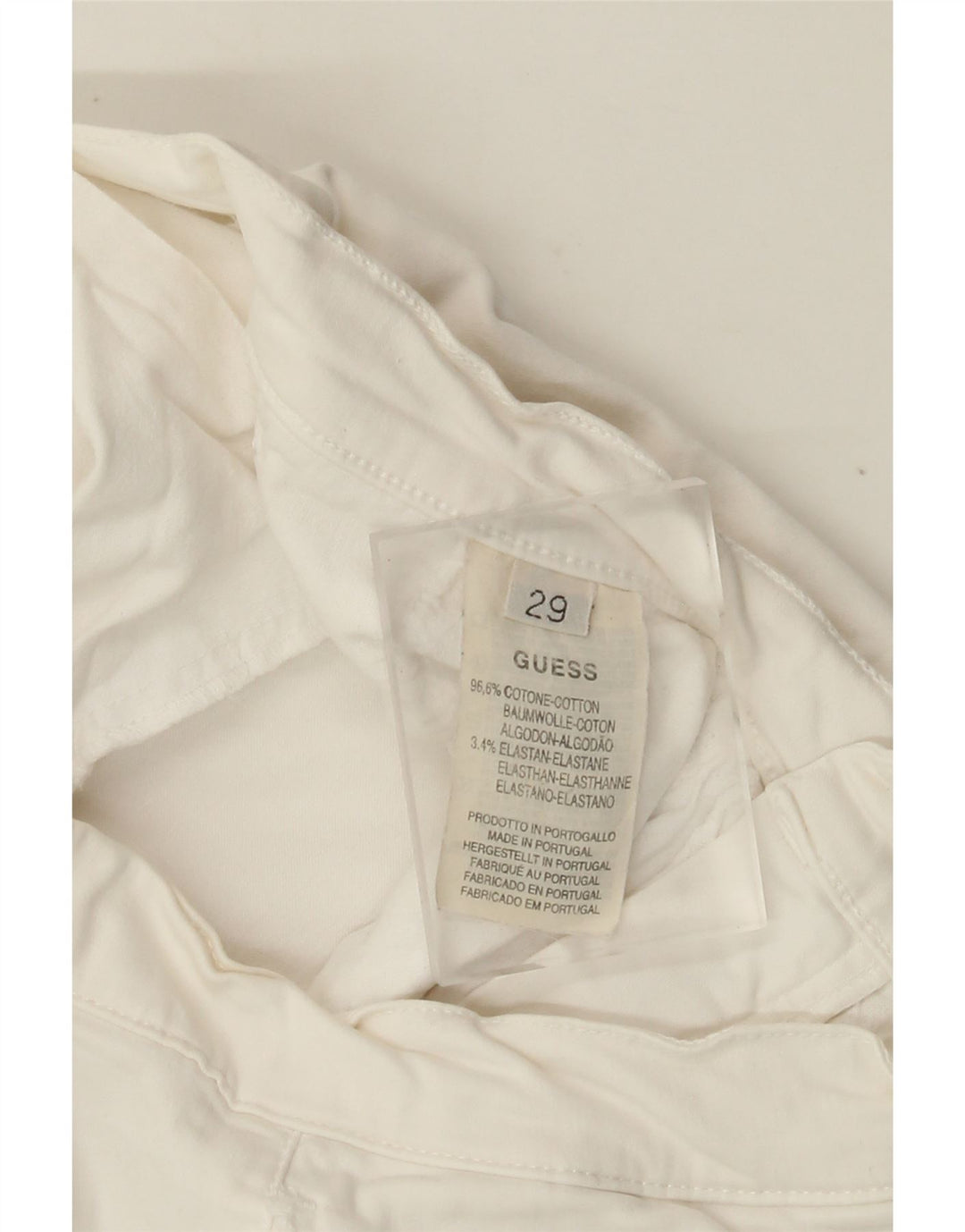 Calça feminina cortada reta GUESS W29 L23 algodão branco