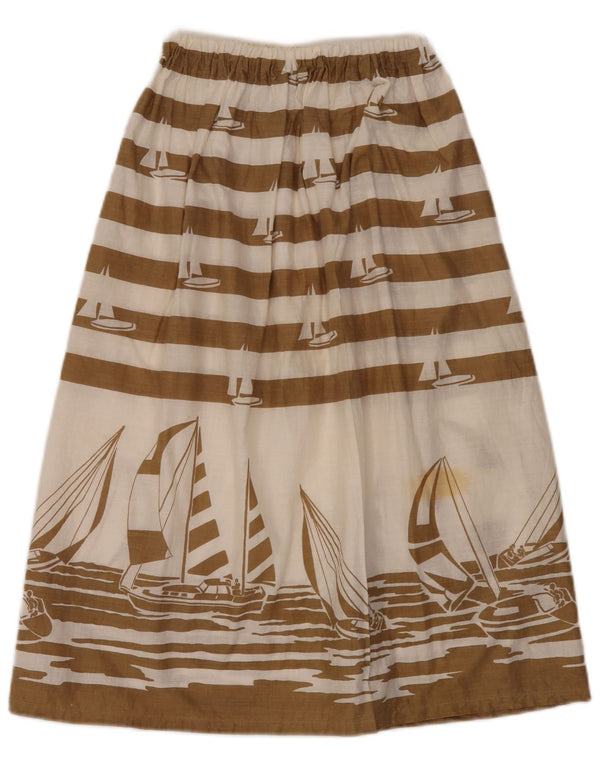 Saia midi feminina Marc Aurel com estampa transparente W30 listrada marrom médio