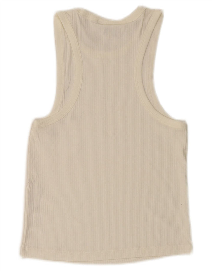 Lee Womens Crop Slim Fit Colete Top Reino Unido 8 Pequeno Branco