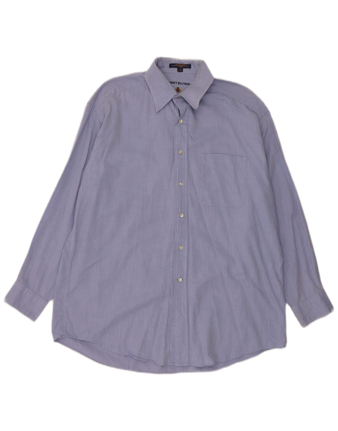 Camisa masculina Tommy Hilfiger tamanho 16 grande algodão espinha de peixe azul