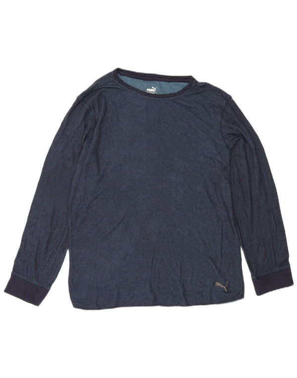 Puma Mens Top Manga Longa XL Azul Marinho Algodão