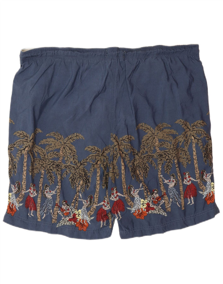 Shorts de natação masculino Izod gráfico médio azul marinho floral nylon havaiano