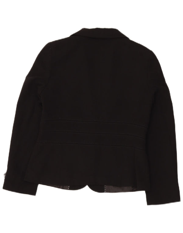 Jaqueta blazer feminina de 2 botões Marks & Spencer Reino Unido 14 poliéster preto médio