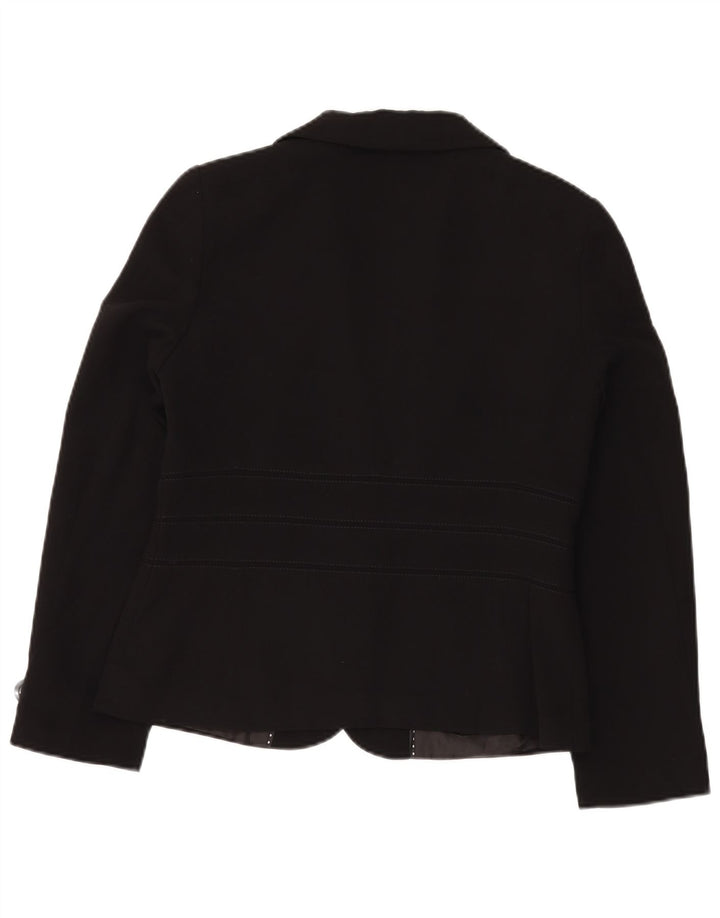 Jaqueta blazer feminina de 2 botões Marks & Spencer Reino Unido 14 poliéster preto médio