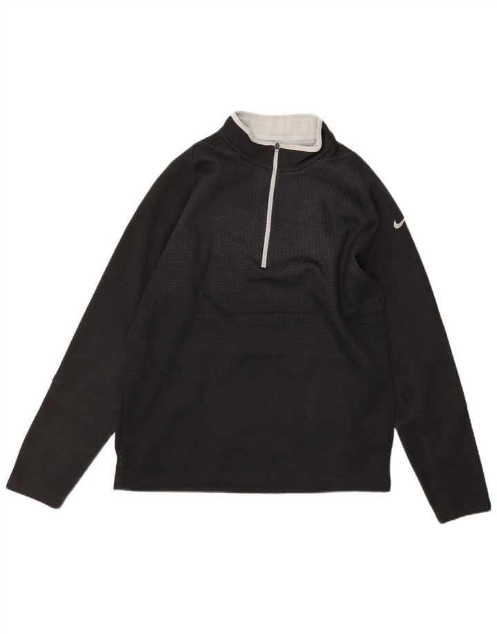 NIKE Mens Therma-Fit Zip Neck Moletom Jumper Médio Preto Poliéster