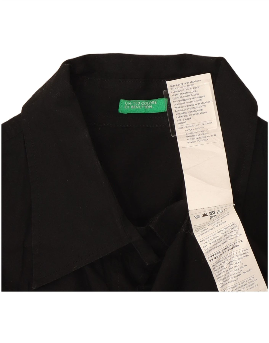 Camisa feminina Benetton UK 12 médio algodão preto