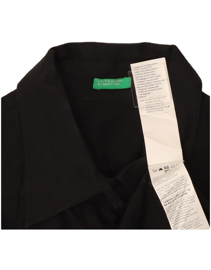 Camisa feminina Benetton UK 12 médio algodão preto
