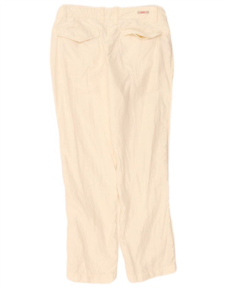 Calça casual feminina Hugo Boss de ajuste regular W34 L29 bege