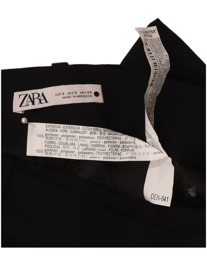 Zara Shorts Chino Feminino Cintura Alta Pequeno W26 Poliéster Preto