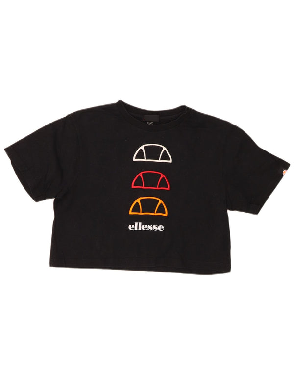 Camiseta feminina Ellesse Crop Graphic UK 8 pequena algodão preto