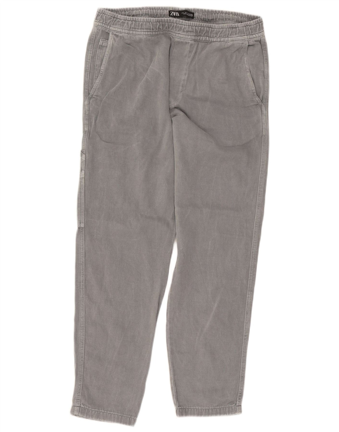 Calça cargo reta feminina ZARA grande W32 L29 algodão cinza