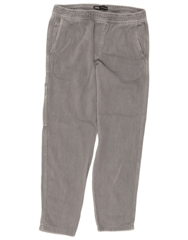 Calça cargo reta feminina ZARA grande W32 L29 algodão cinza