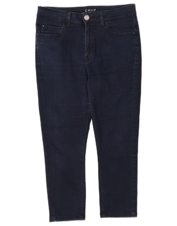 Calça jeans feminina Marks & Spencer UK 10 pequena W27 L21 azul marinho algodão