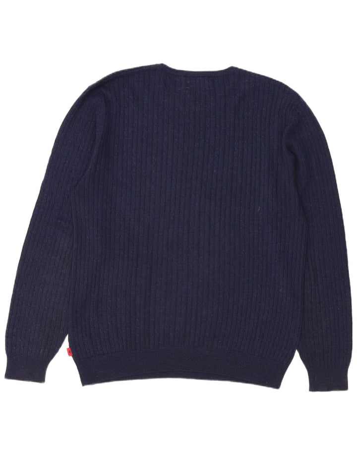 Suéter masculino Kappa com gola redonda 2XL lã azul marinho
