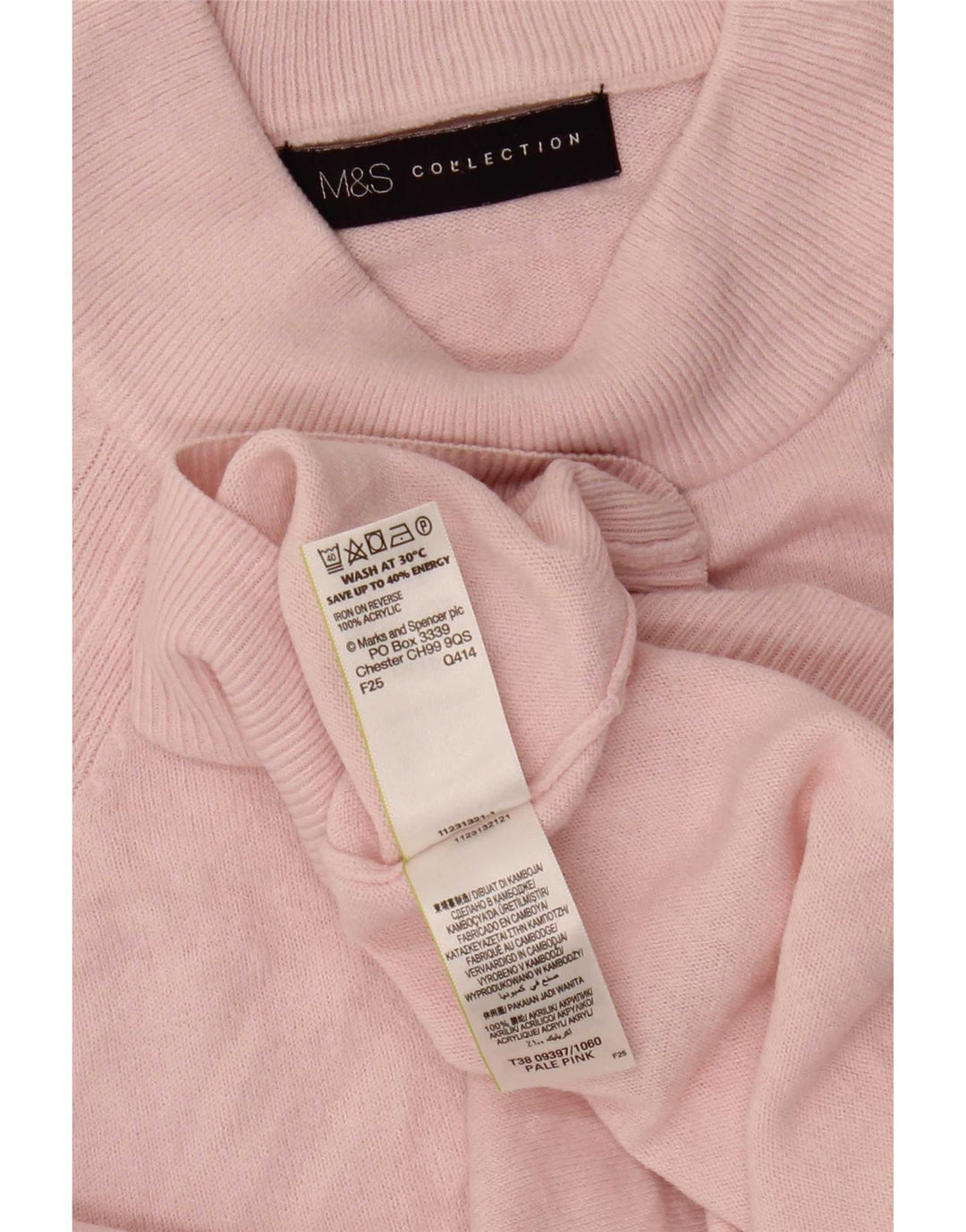 Suéter feminino Marks & Spencer com gola tartaruga e gola redonda Reino Unido 8 pequeno rosa
