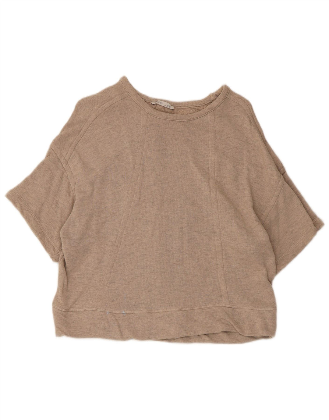 Zara Suéter feminino de manga curta oversized com capuz UK 10 pequeno bege