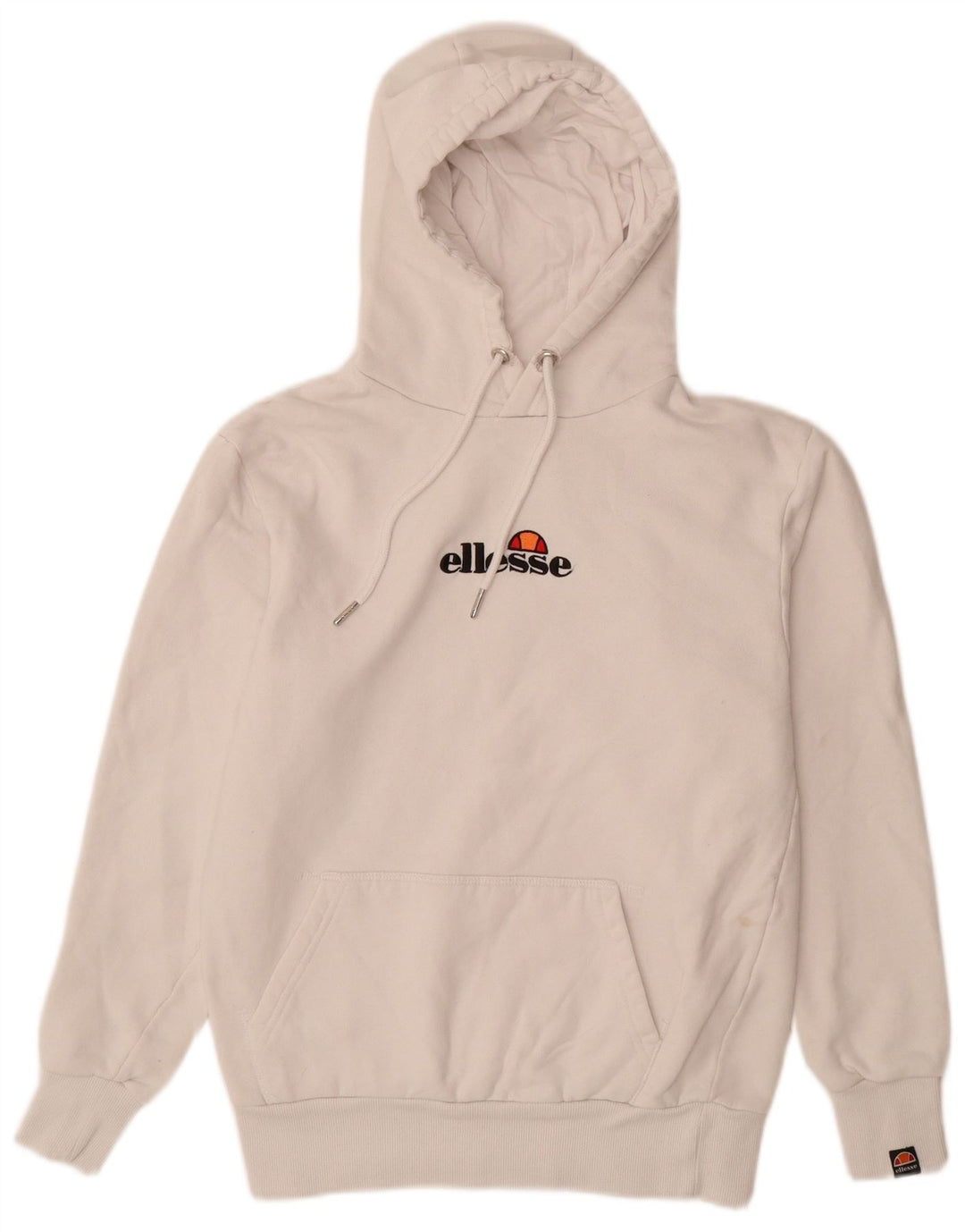 ELLESSE Suéter masculino com capuz gráfico pequeno de algodão branco