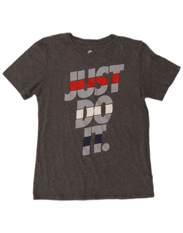 Camiseta Nike feminina gráfica Top UK 10 pequeno algodão cinza