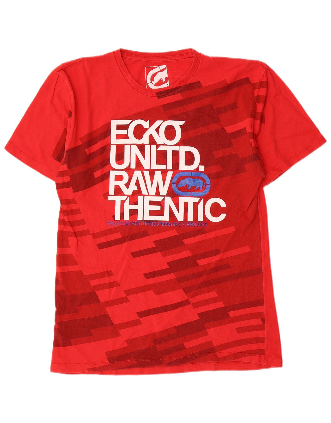 Camiseta gráfica masculina Ecko Unltd Top pequeno algodão geométrico vermelho