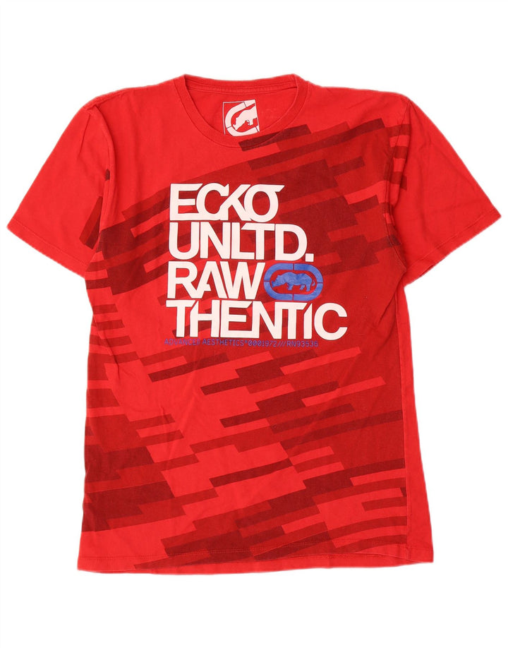 Camiseta gráfica masculina Ecko Unltd Top pequeno algodão geométrico vermelho