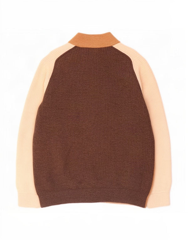 Suéter cardigã masculino Johnny Lambs XL bege colorblock