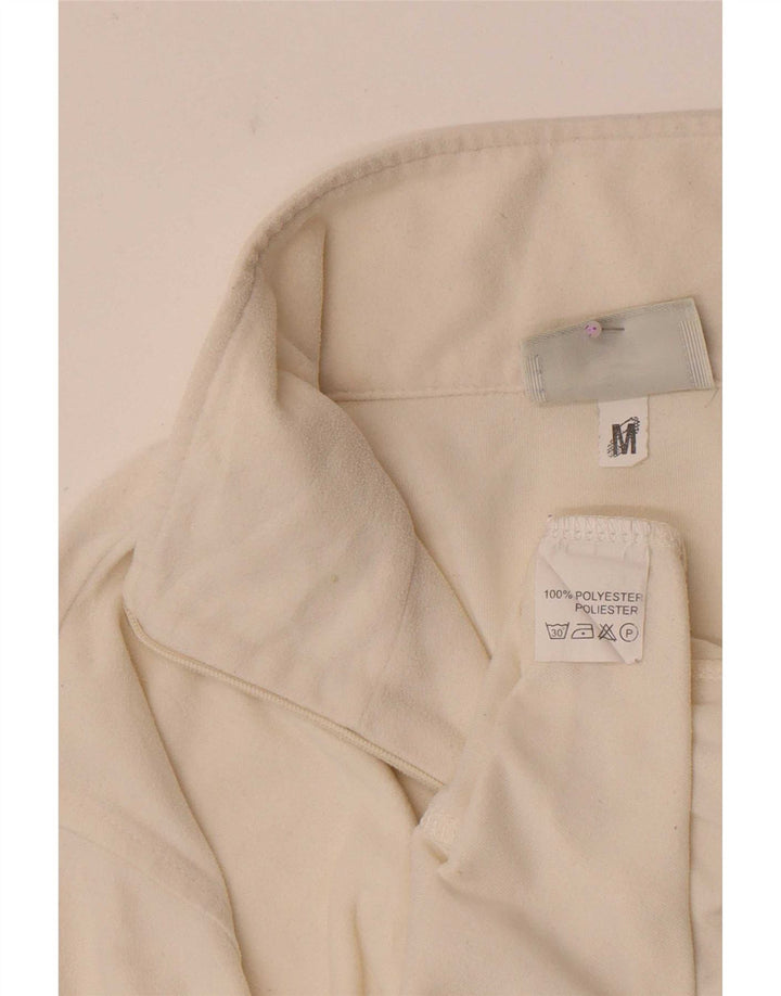 Jumper de lã feminino com zíper e gola Asics UK 14 poliéster branco médio
