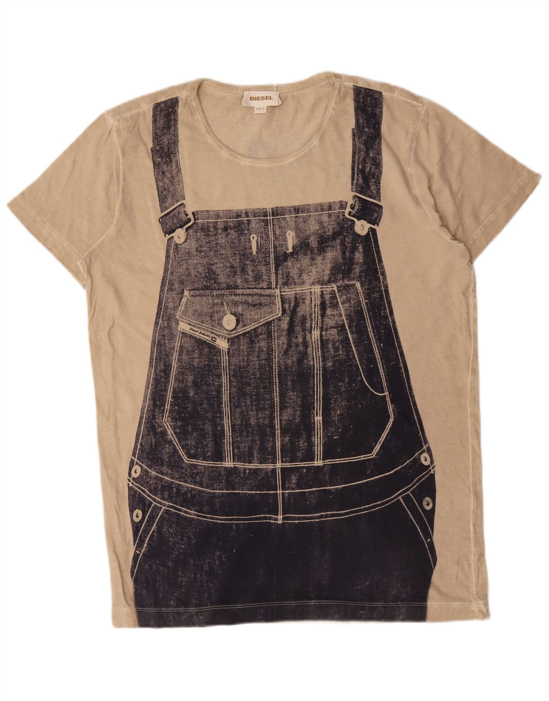 Diesel Camiseta Masculina Gráfica Top Grande Bege