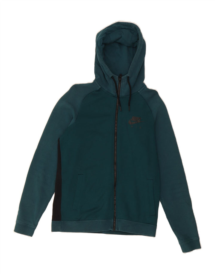 NIKE Mens Graphic Zip Hoodie Sweater Small Green Colourblock Cotton Vintage Nike and Second-Hand Nike from Messina Hembry 