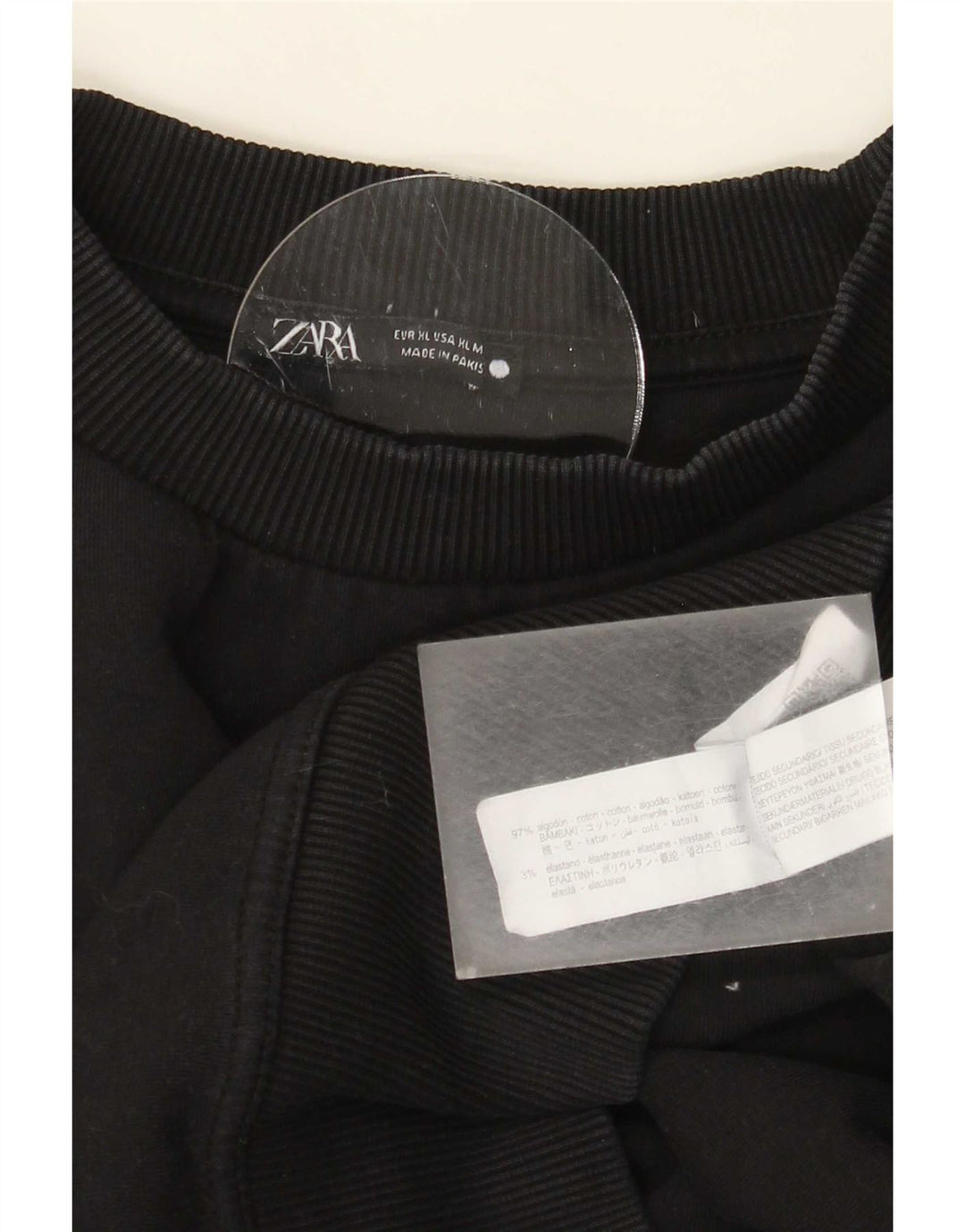 Zara Moletom masculino de manga curta Jumper XL preto algodão