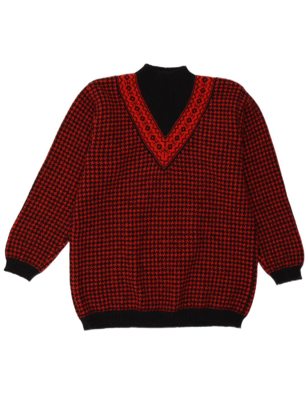 Suéter feminino Benetton com gola tartaruga Reino Unido 14 médio vermelho retrô