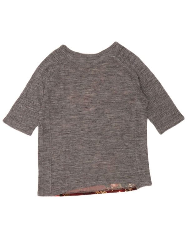 Zara Womens Trafaluc Top manga 3/4 Reino Unido 12 cinza médio floral