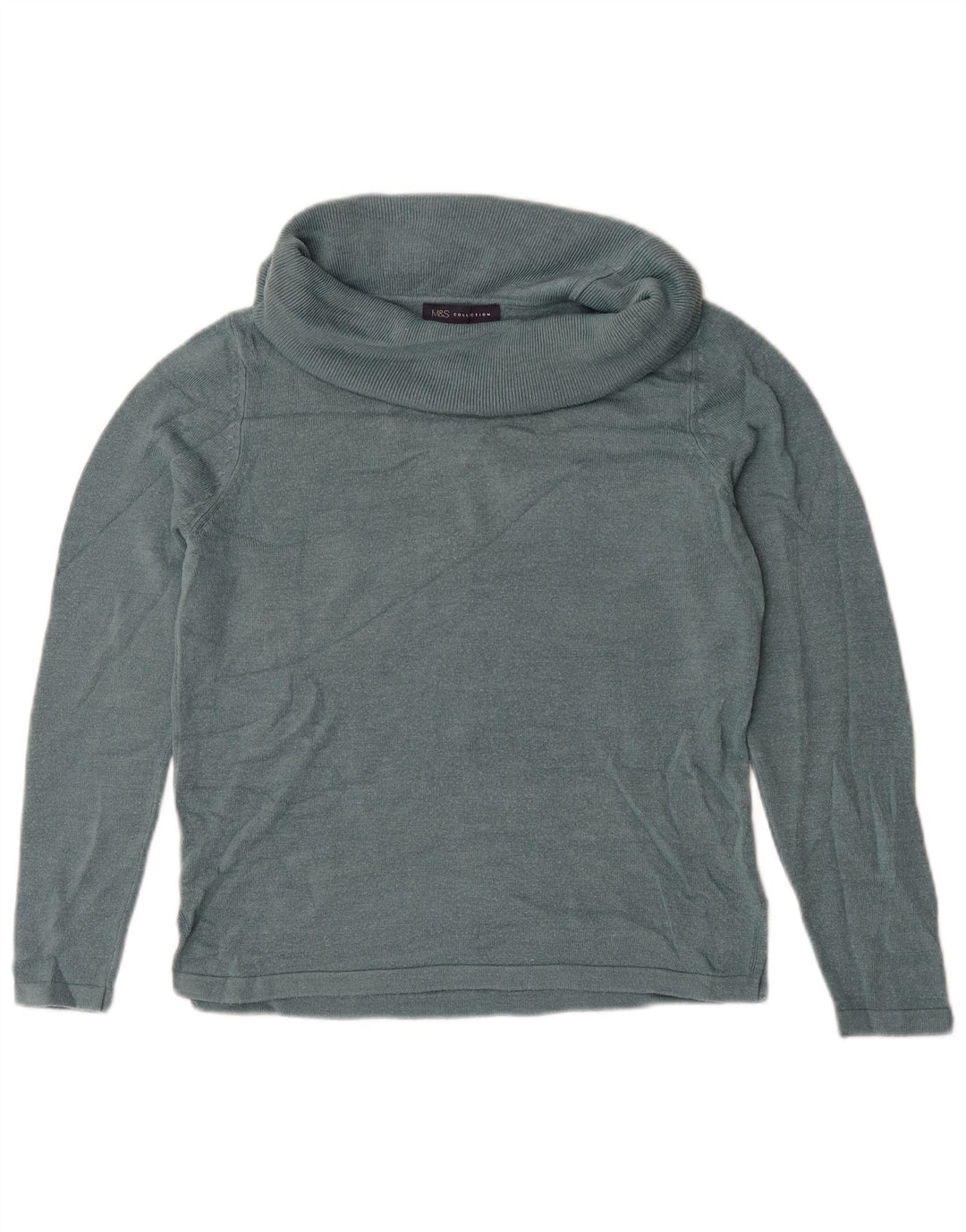 Suéter feminino Marks & Spencer com gola redonda Reino Unido 14 verde médio