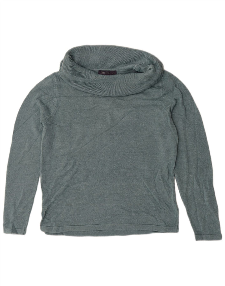 Suéter feminino Marks & Spencer com gola redonda Reino Unido 14 verde médio